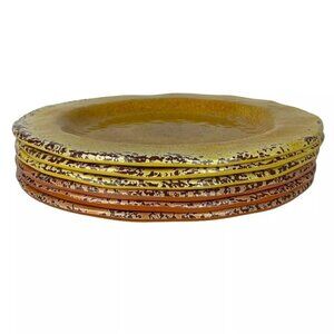 Pier 1 Carmelo Salad Luncheon Plates Set of 6 Yellow Orange Crackle Melamine